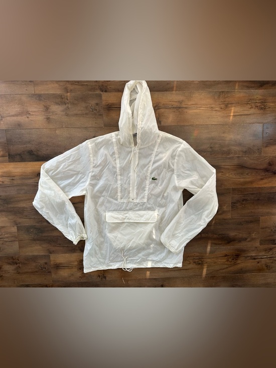 Lacoste Jackets & Blazers - Vintage Lacoste White Anorak Windbreaker Hooded Pullover S